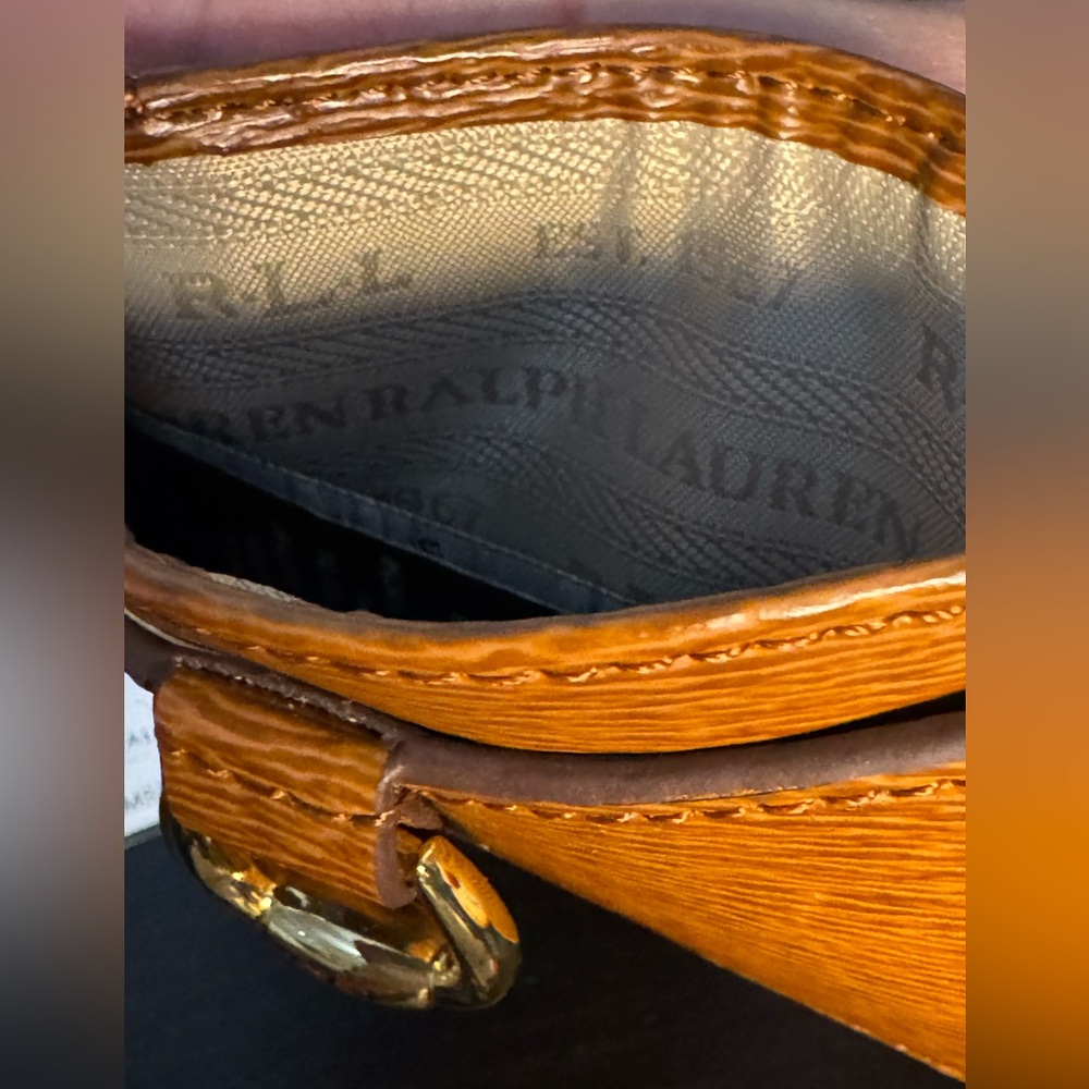 Lauren Ralph Lauren Bennington Mini Card Case Brown Leather NWT - Picture 6 of 10